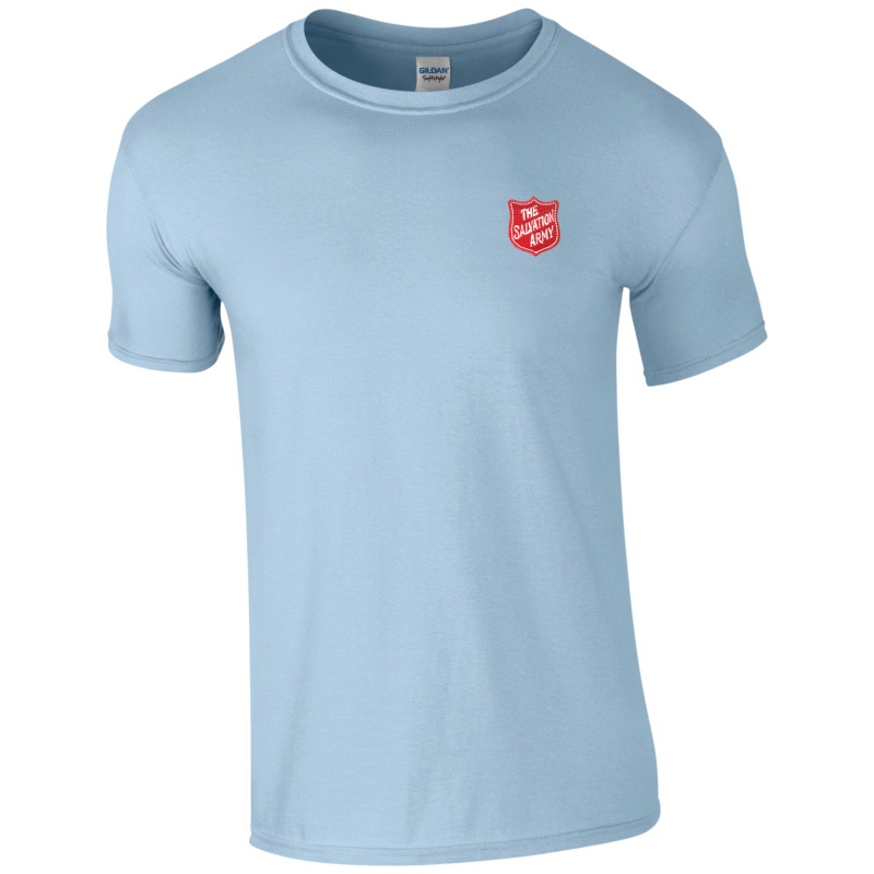Essentials T Shirt - Blue with Red Shield