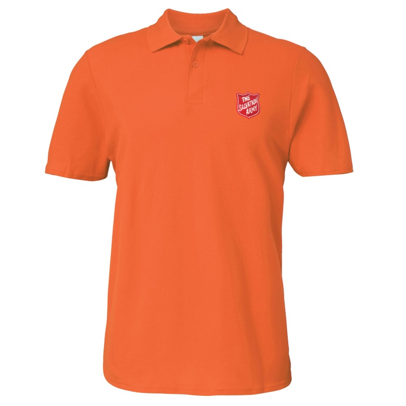 Essentials Polo Shirt - Orange with Shield