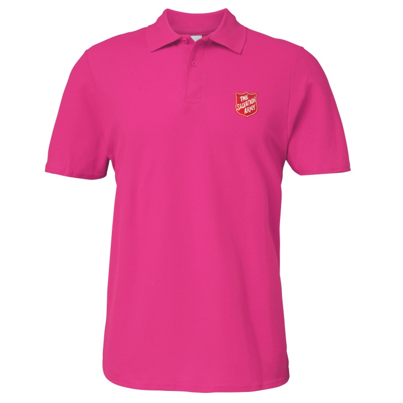 Essentials Polo Shirt - Pink with Red Shield