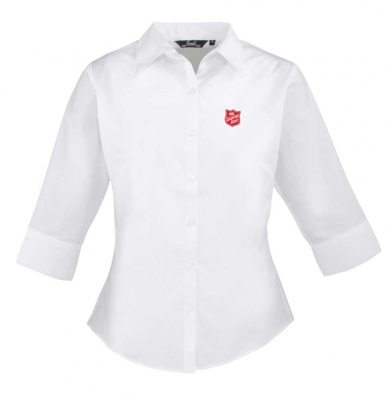 Ladies Fitted 3/4 Sleeved Blouse - White