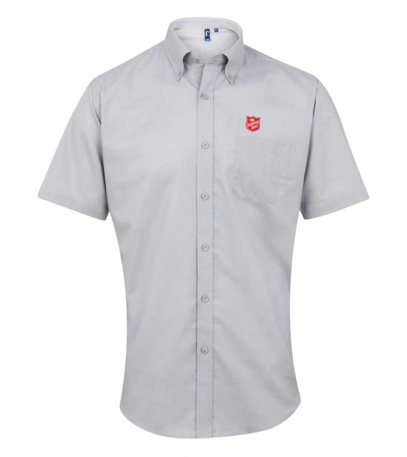 Men's Short Sleeved Oxford Shirt - Grey
