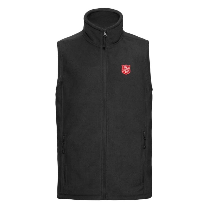 Unisex Fleece Gilet with Red Shield - Black