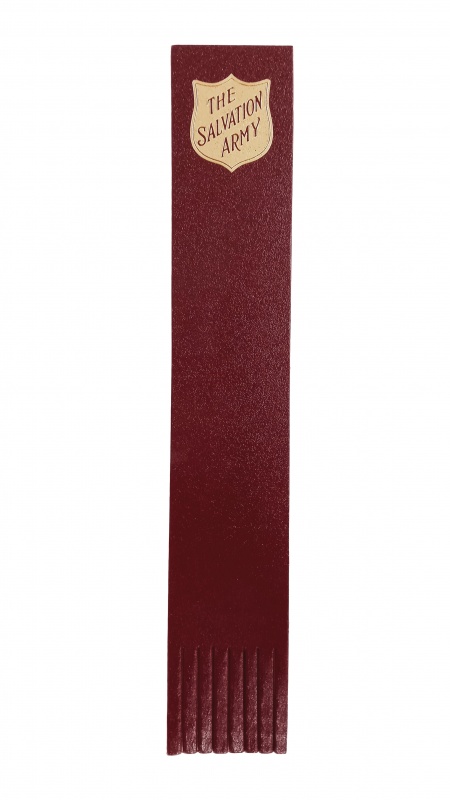 Recycled Leather Bookmark - Burgundy with Gold Shield