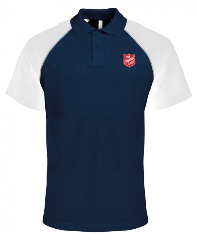 Baseball Polo Navy/White Red Shield