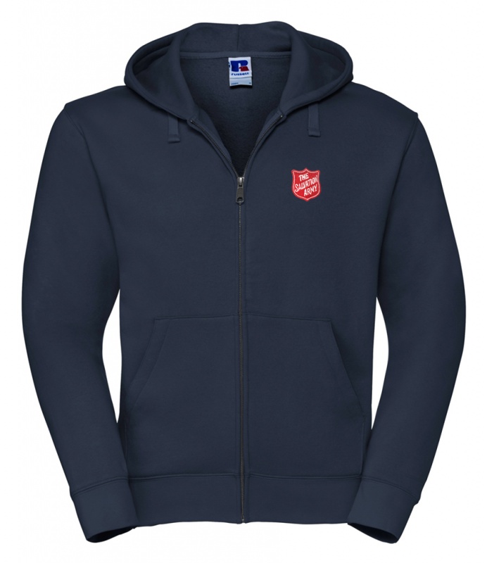 Mens Zipped Hoodie - Navy with Red Shield