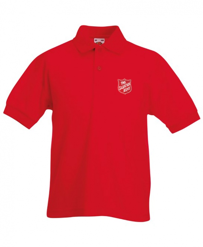 Kid's Red Polo Shirt with Red Shield