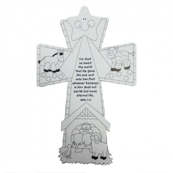 Colour Your Own Nativity Cross