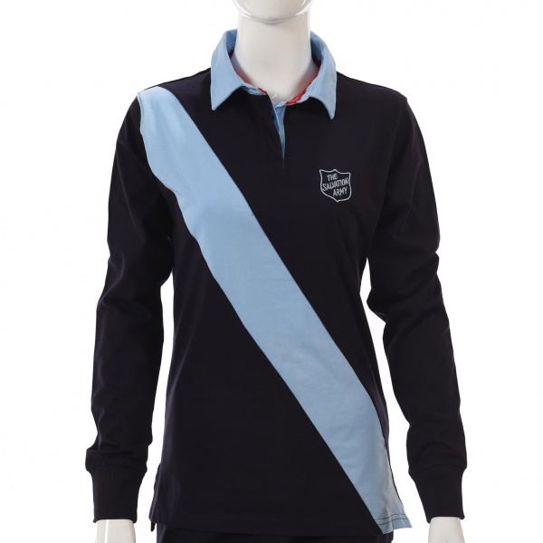 Diagonal Stripe Rugby Shirt - Navy / Blue Shield