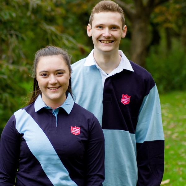 Diagonal Stripe Rugby Shirt - Navy / Red Shield