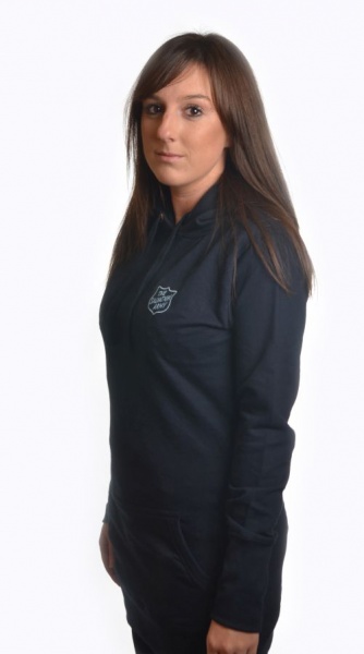 Ladies Long Line Hoodie with Blue Shield