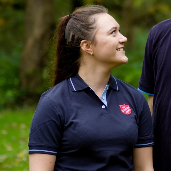 Ladies Navy Polo Shirt with Light Blue Trim