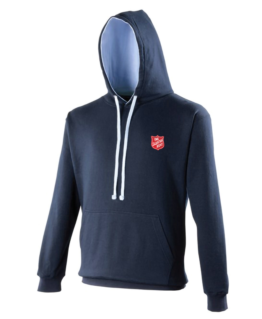 Varsity Contrast Hoodie with Red Shield