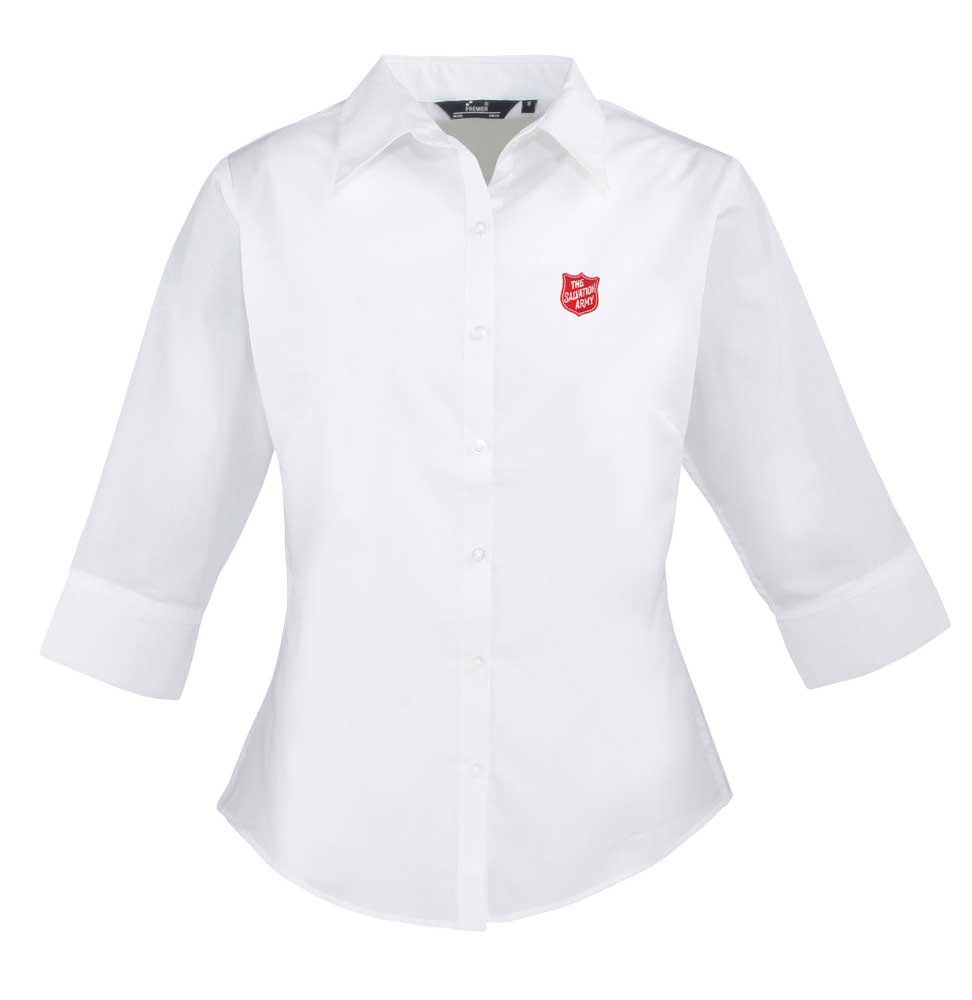 Ladies Fitted 3/4 Sleeved Blouse - White