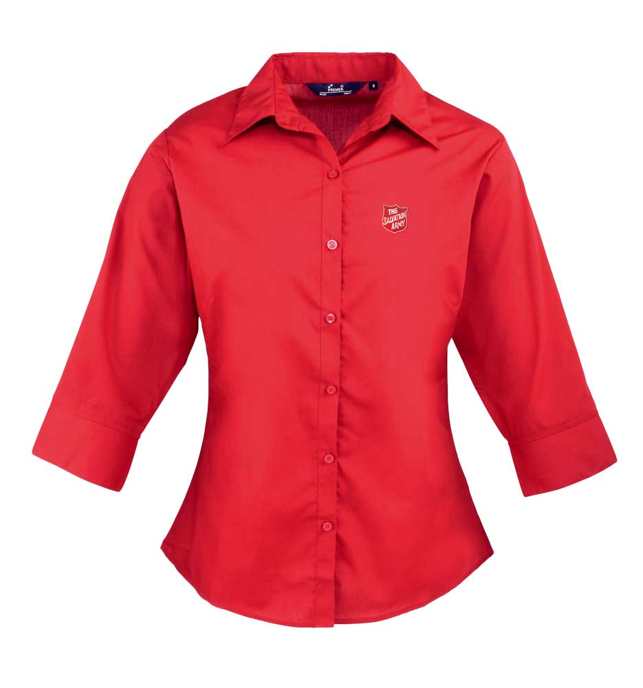 Ladies Fitted 3/4 Sleeved Blouse - Red
