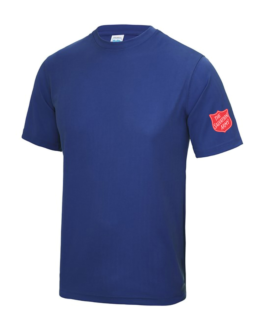 Child's Coolfit T-Shirt in Royal Blue with Red Shield