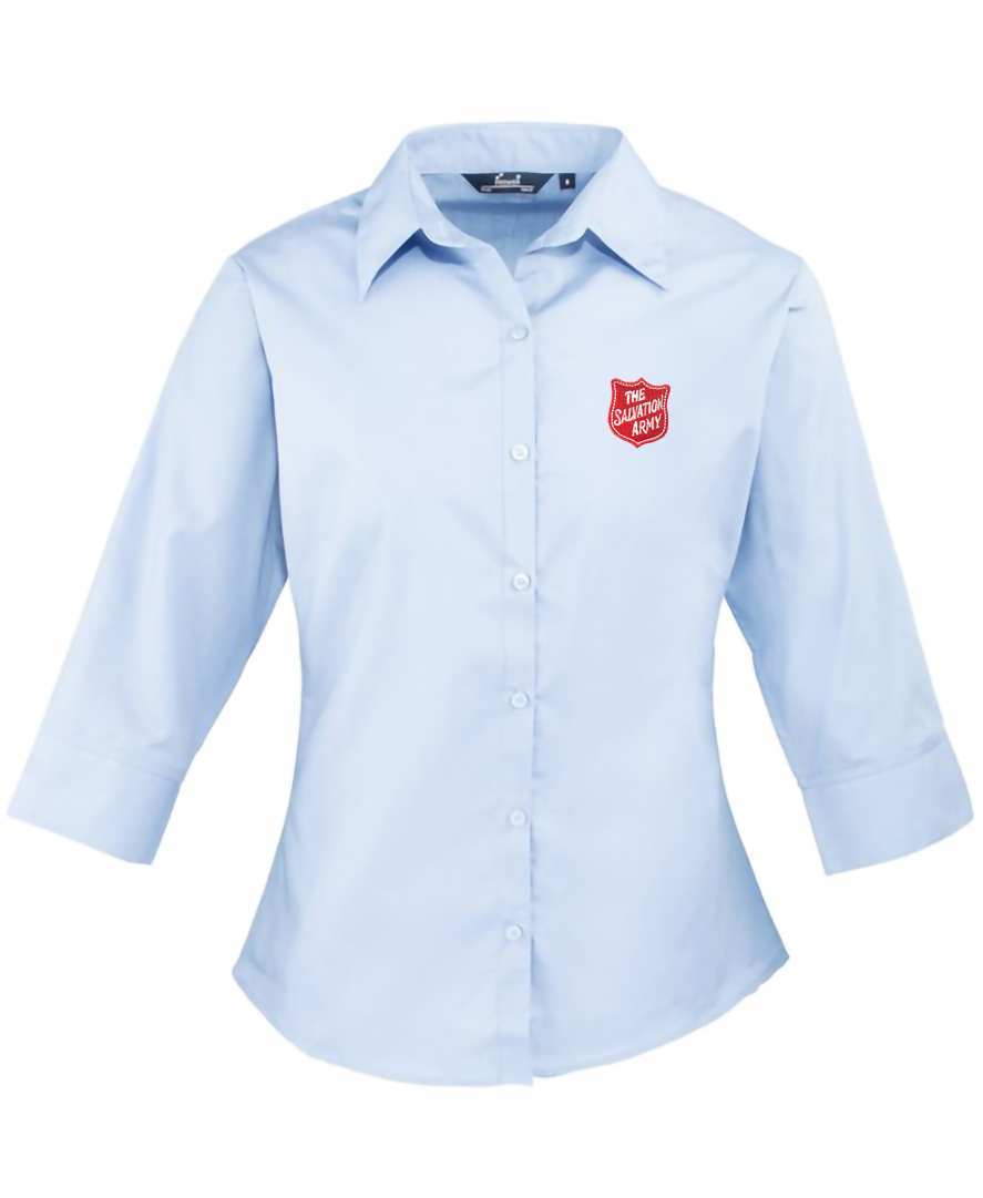 Ladies Fitted 3/4 Sleeved Blouse - Light Blue