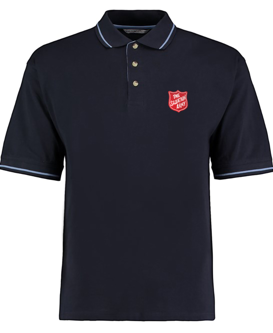 Mens Polo Shirt Navy/Light Blue Trim