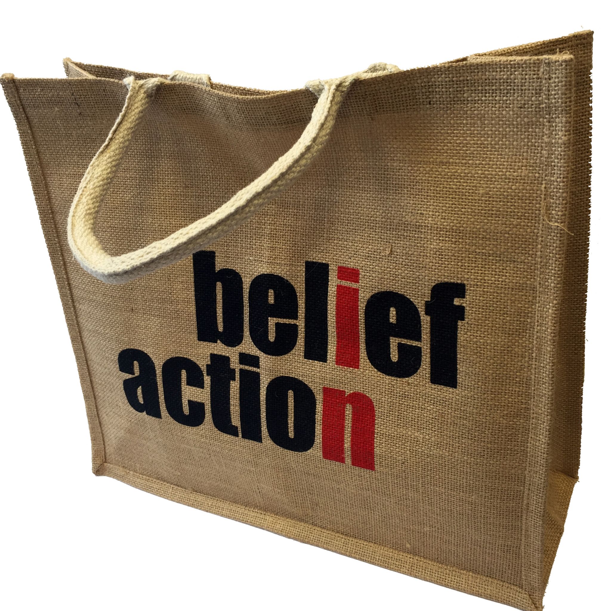 Belief in Action Hessian Jute Bag