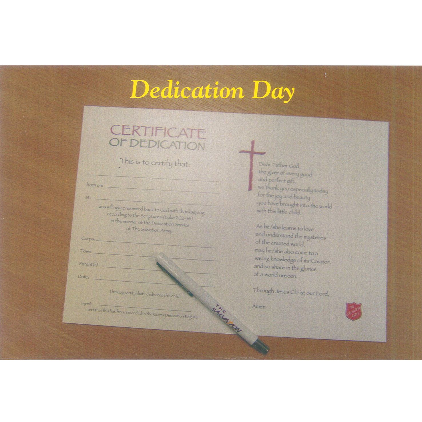 Dedication Card - Certificate