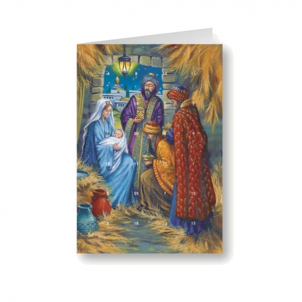 Mary, Jesus and the Wisemen Advent Calendar Card